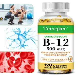 Vitamin B12 Capsules 500mcg - Support Energy, Brain, Heart, Immune Health, Mood, Metabolism